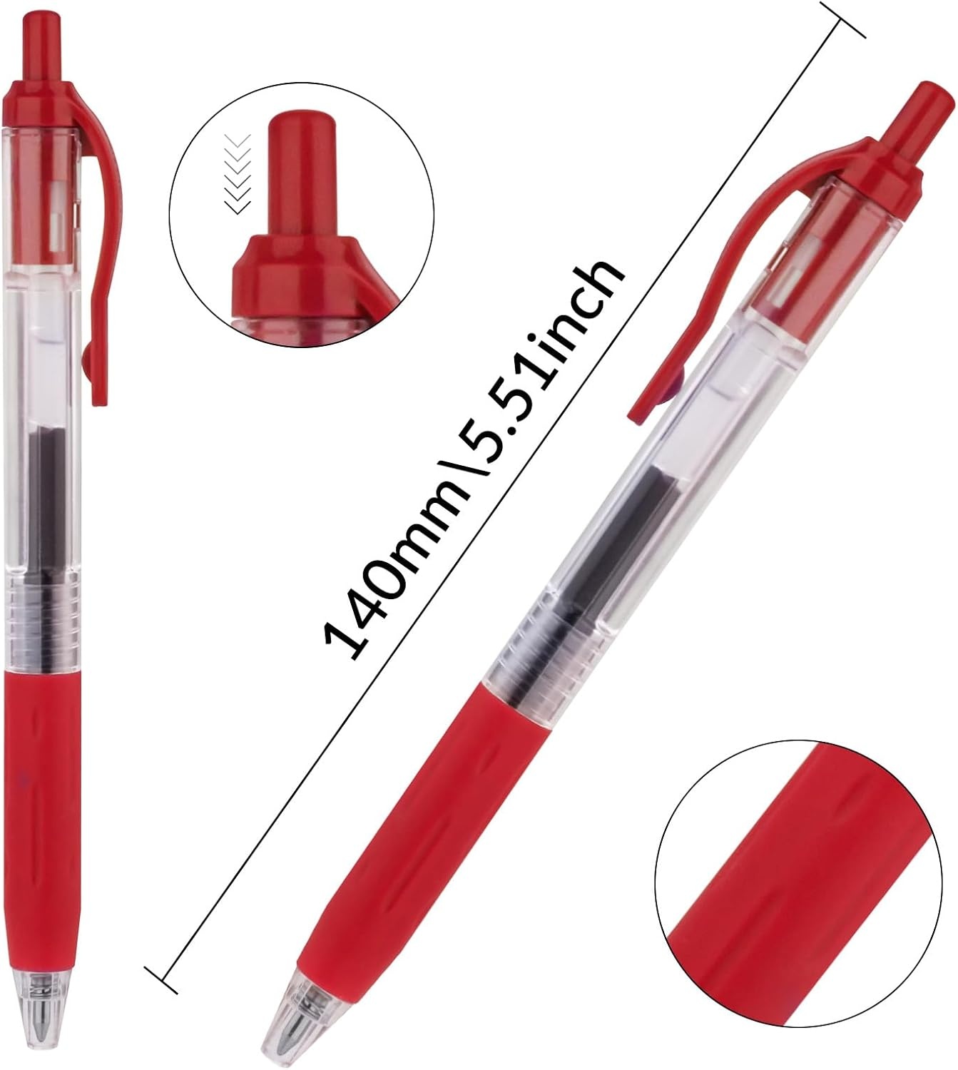 image:imageEYEYE Red Gel Pens 15 Pack G103 Retractable 07mm Medium Point Quick Dry Red Ink Pen Fine Point Smooth Writing Pens for Journaling School Office WritingBlackBlueRed