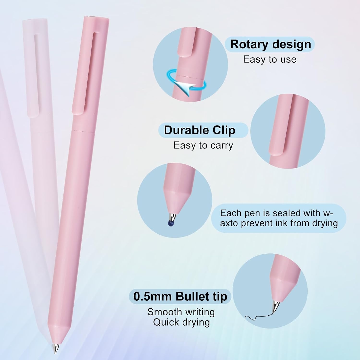 image:imageEYEYE Retractable Gel Pens 6 Pack Aesthetic Morandi Color Black Ink Quick Dry 05mm ST Fine Point Rolling Ball Gel Pens Smooth Writing for School Office Home Supplies Gifts for Women and Men