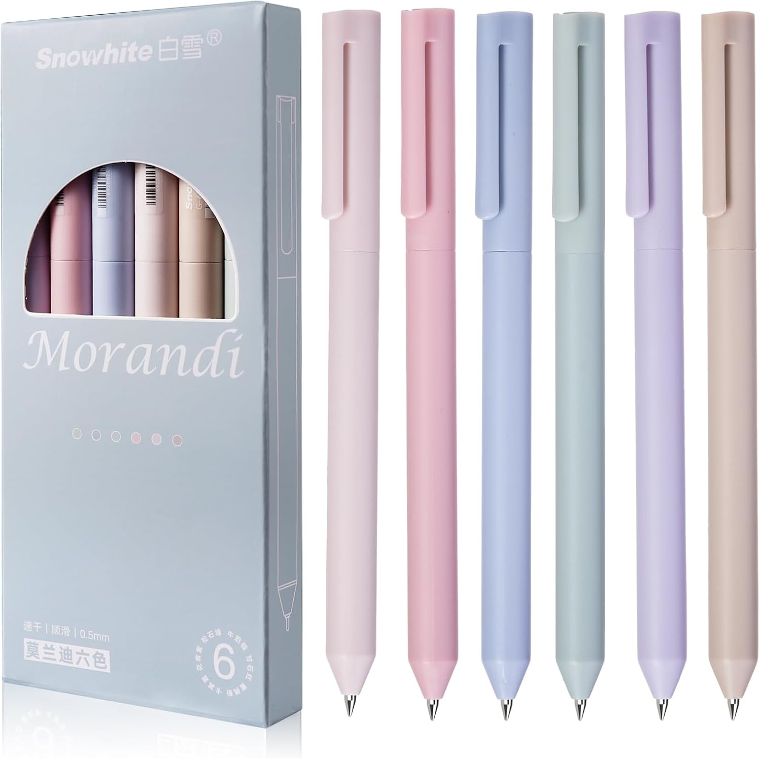 image:imageEYEYE Retractable Gel Pens 6 Pack Aesthetic Morandi Color Black Ink Quick Dry 05mm ST Fine Point Rolling Ball Gel Pens Smooth Writing for School Office Home Supplies Gifts for Women and Men