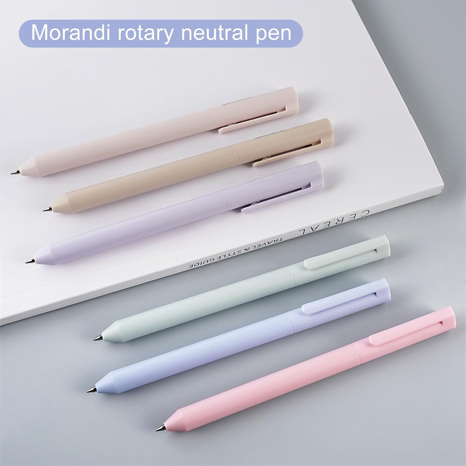 image:imageEYEYE Retractable Gel Pens 6 Pack Aesthetic Morandi Color Black Ink Quick Dry 05mm ST Fine Point Rolling Ball Gel Pens Smooth Writing for School Office Home Supplies Gifts for Women and Men