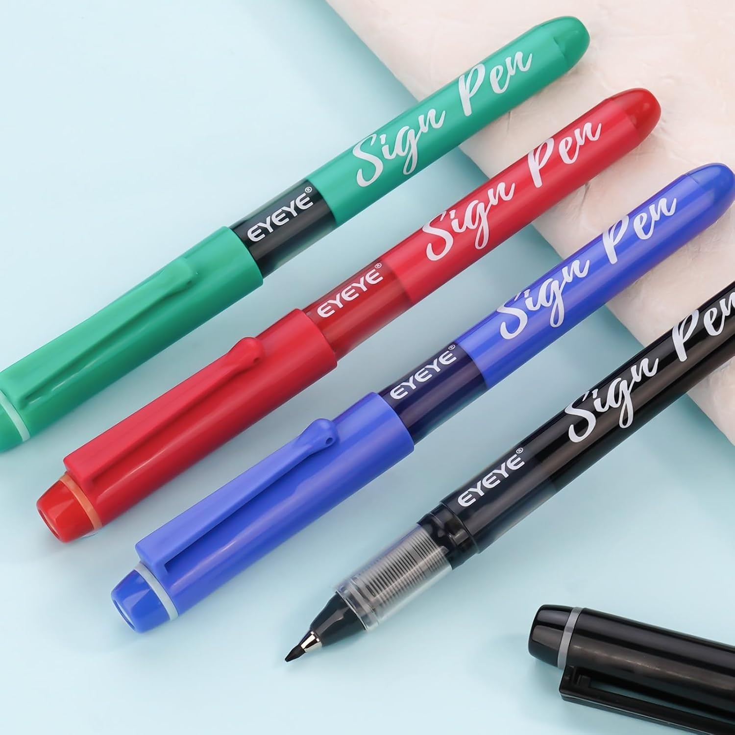 image:imageEYEYE Sign Pen Liquid Ink Tip Pack of 8 3Black 3 Blue 2 Red  10mm Nib Tip 06mm Line Width Sign Fibre Tip Point  Fineliner Marker Pens4 Colors