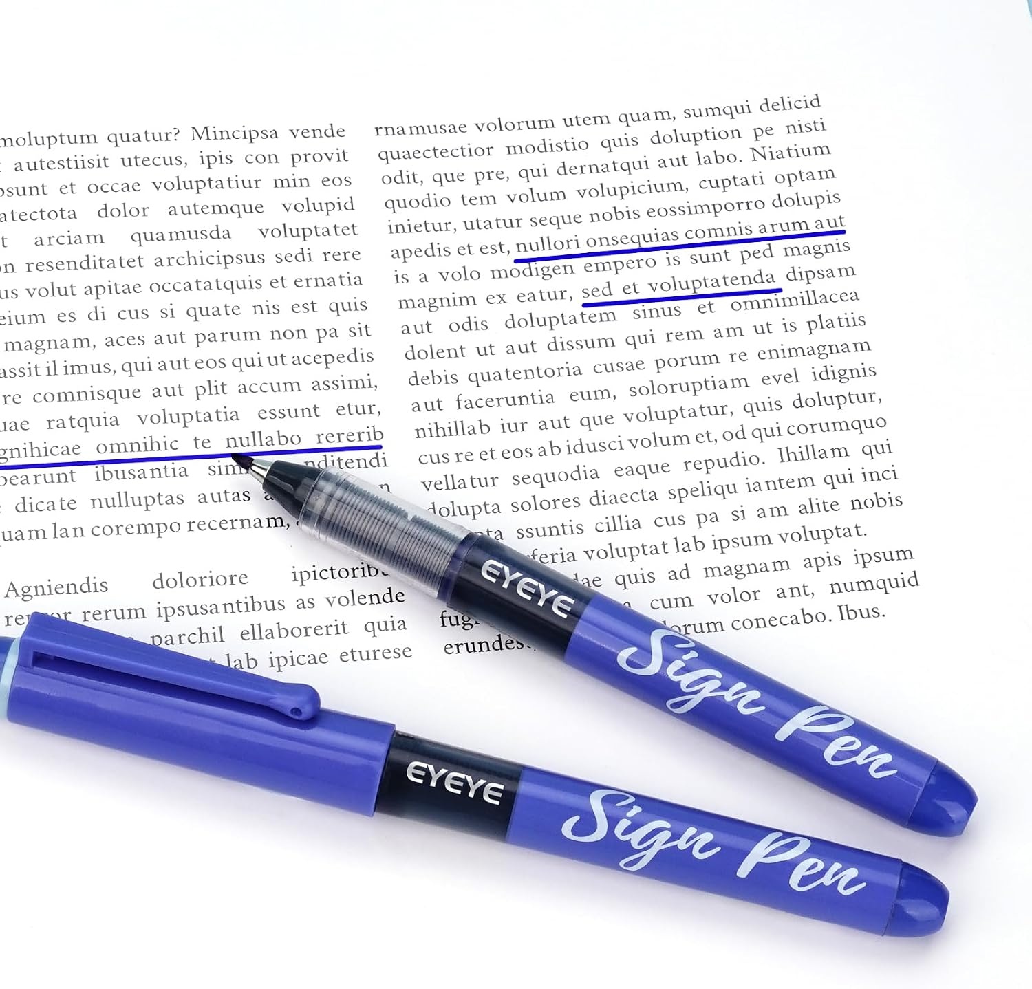 image:imageEYEYE Sign Pens 9 Pack Black Blue Red Green 10mm Nib Tip 06mm Line Liquid Ink Sign Pen Smooth Writing Fineliner Marker Pens Quick DryingBlackBlueRed