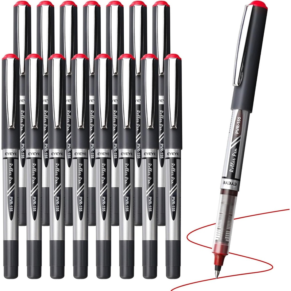 image:imageEYEYE Black Rollerball Pens 16 Pack 07mm Medium Point Quick Dry Roller Ball Pens Liquid Ink Pen Fine Point Smooth Writing Pens for Journaling School Office WritingRed