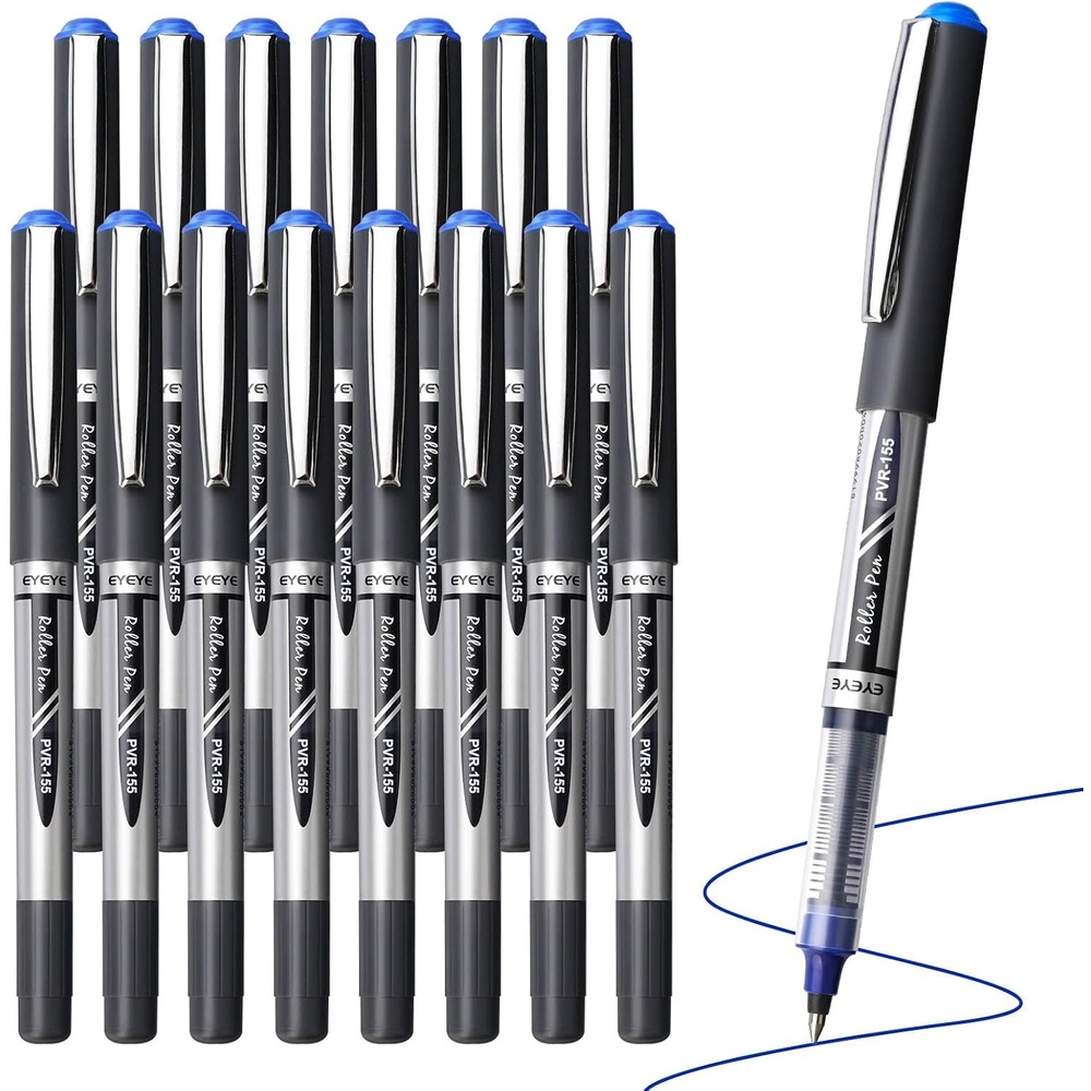 image:imageEYEYE Black Rollerball Pens 16 Pack 07mm Medium Point Quick Dry Roller Ball Pens Liquid Ink Pen Fine Point Smooth Writing Pens for Journaling School Office WritingBlue