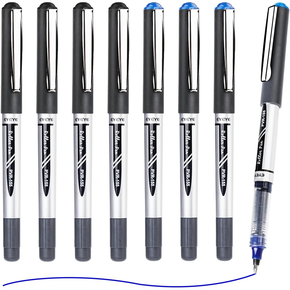 image:imageEYEYE Blue Rollerball Pens 07mm 25 Pack Liquid Ink Roller Ball Pen Medium Point Quick Dry Blue Ink Pens Fine Point Smooth Writing Pen for Journaling Note Taking Office School SuppliesBlackBlue