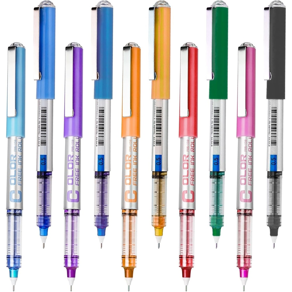 image:imageEYEYE Needle Rollerball Pens 05mm 10 Assorted Colors Extra Fine Point Pen Quick Dry Liquid Ink Pens Fine Point Smooth Writing Pen for Journaling Note Taking Office Doodling amp Gifts10 Colors
