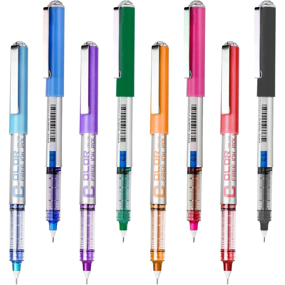 image:imageEYEYE Needle Rollerball Pens 05mm 10 Assorted Colors Extra Fine Point Pen Quick Dry Liquid Ink Pens Fine Point Smooth Writing Pen for Journaling Note Taking Office Doodling amp Gifts8 Colors