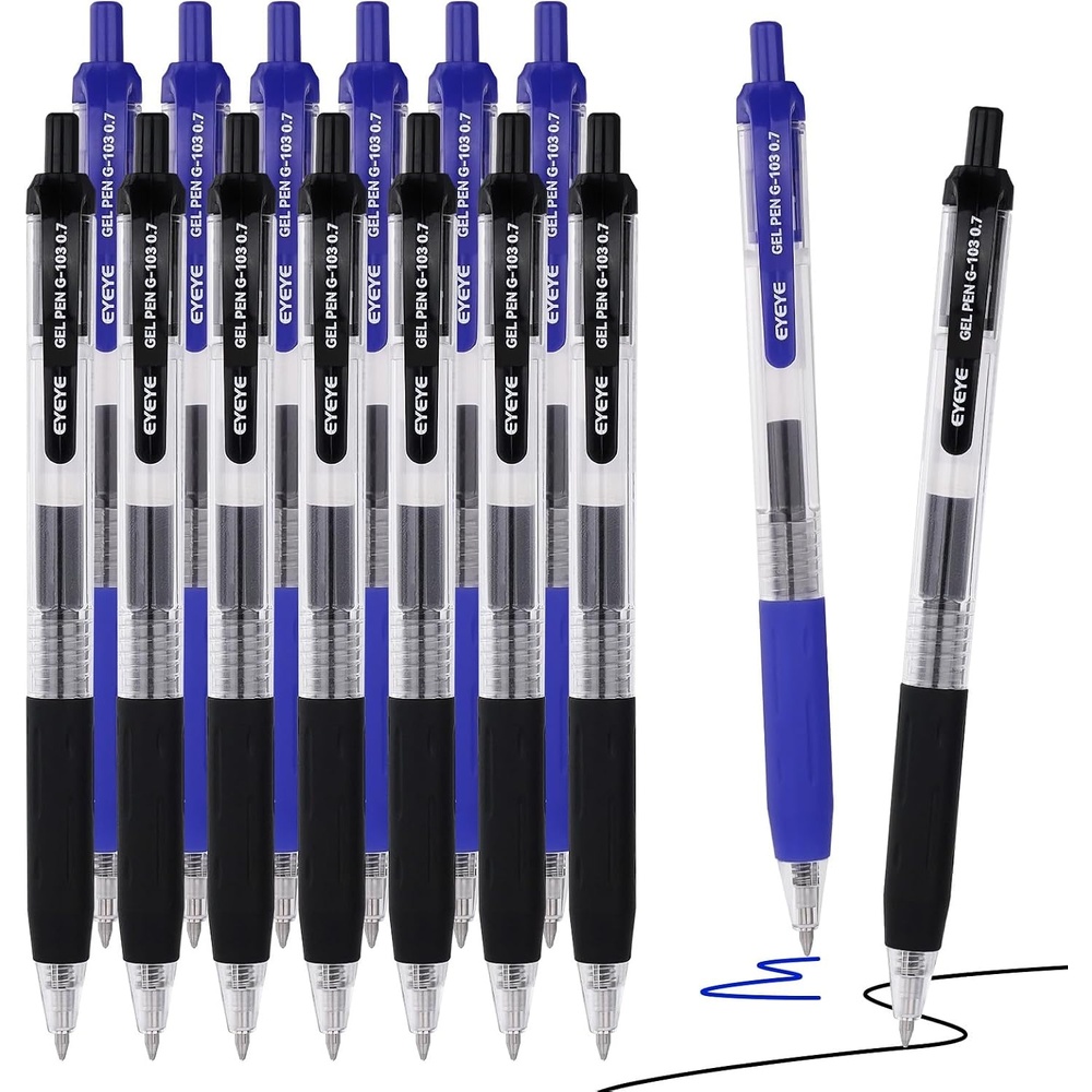 image:imageEYEYE Red Gel Pens 15 Pack G103 Retractable 07mm Medium Point Quick Dry Red Ink Pen Fine Point Smooth Writing Pens for Journaling School Office WritingBlackBlue