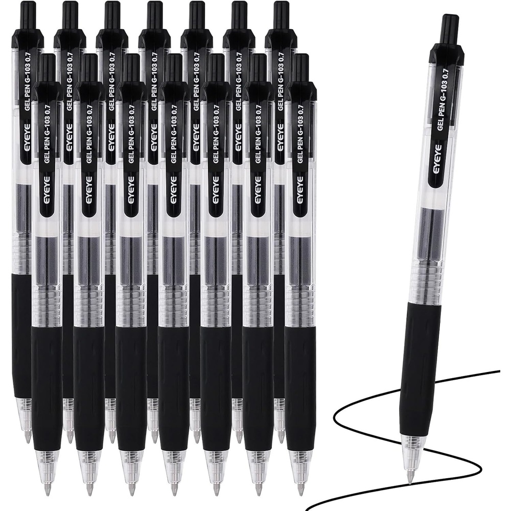 image:imageEYEYE Red Gel Pens 15 Pack G103 Retractable 07mm Medium Point Quick Dry Red Ink Pen Fine Point Smooth Writing Pens for Journaling School Office WritingBlack