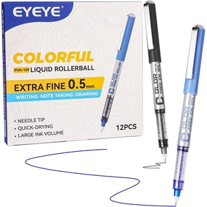 image:imageEYEYE 05mm Blue Pens Needle Tip 12 Pack Rollerball Pen Extra Fine Point Quick Dry Blue Liquid Ink Pens Fine Point Smooth Writing Pen for Journaling Note Taking Office School Supplies6 Black  6 Blue