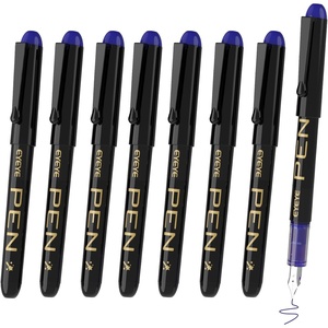 image:imageEYEYE Disposable Fountain Pens 8 Pack Black Fine Point Pens for Writing Stainless Steel Nib Smooth Writing for Journaling Drafting Sketching Doodling amp Office SuppliesBlue