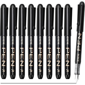 image:imageEYEYE Disposable Fountain Pens Fine Nib 9 Pack Multicolor Fountain Pens for Writing Stainless Steel Nib Black Barrel Smooth Writing for Calligraphy Journaling Drafting Office amp School SuppliesBlack