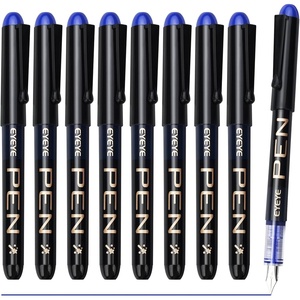 image:imageEYEYE Disposable Fountain Pens Fine Nib 9 Pack Multicolor Fountain Pens for Writing Stainless Steel Nib Black Barrel Smooth Writing for Calligraphy Journaling Drafting Office amp School SuppliesBlue
