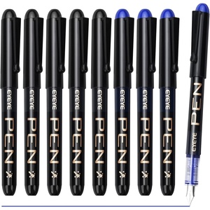 image:imageEYEYE Disposable Fountain Pens Fine Nib 9 Pack Multicolor Fountain Pens for Writing Stainless Steel Nib Black Barrel Smooth Writing for Calligraphy Journaling Drafting Office amp School SuppliesBlackBlue