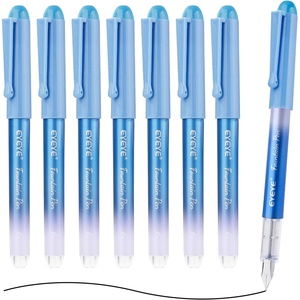 image:imageEYEYE Disposable Fountain Pens for Writing Medium Point Stainless Steel Nib Pack of 8 Assorted ColorsBlack