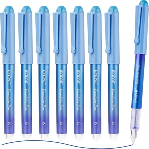 image:imageEYEYE Disposable Fountain Pens for Writing Medium Point Stainless Steel Nib Pack of 8 Assorted ColorsBlue