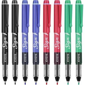 image:imageEYEYE Sign Pen Liquid Ink Tip Pack of 8 3Black 3 Blue 2 Red  10mm Nib Tip 06mm Line Width Sign Fibre Tip Point  Fineliner Marker Pens4 Colors