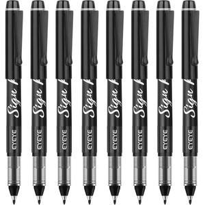 image:imageEYEYE Sign Pen Liquid Ink Tip Pack of 8 3Black 3 Blue 2 Red  10mm Nib Tip 06mm Line Width Sign Fibre Tip Point  Fineliner Marker PensBlack