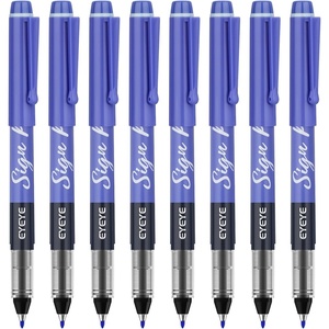 image:imageEYEYE Sign Pen Liquid Ink Tip Pack of 8 3Black 3 Blue 2 Red  10mm Nib Tip 06mm Line Width Sign Fibre Tip Point  Fineliner Marker PensBlue