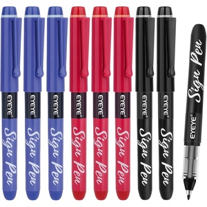 image:imageEYEYE Sign Pens 9 Pack Black Blue Red Green 10mm Nib Tip  06mm Line Liquid Ink Sign Pen Smooth Writing  Fineliner Marker Pens Quick DryingBlackBlueRed